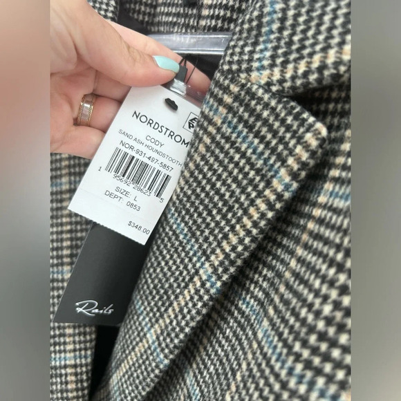 Rails Cody Blazer Jacket Women Sand Ash Houndstooth Brown Size Large nwt - Picture 6 of 16